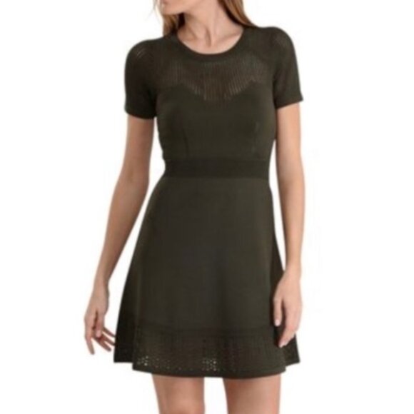 Sandro Paris Rhapsody Olive Green Fit‑and‑Flare Mini Dress XS $495 - Picture 1 of 6